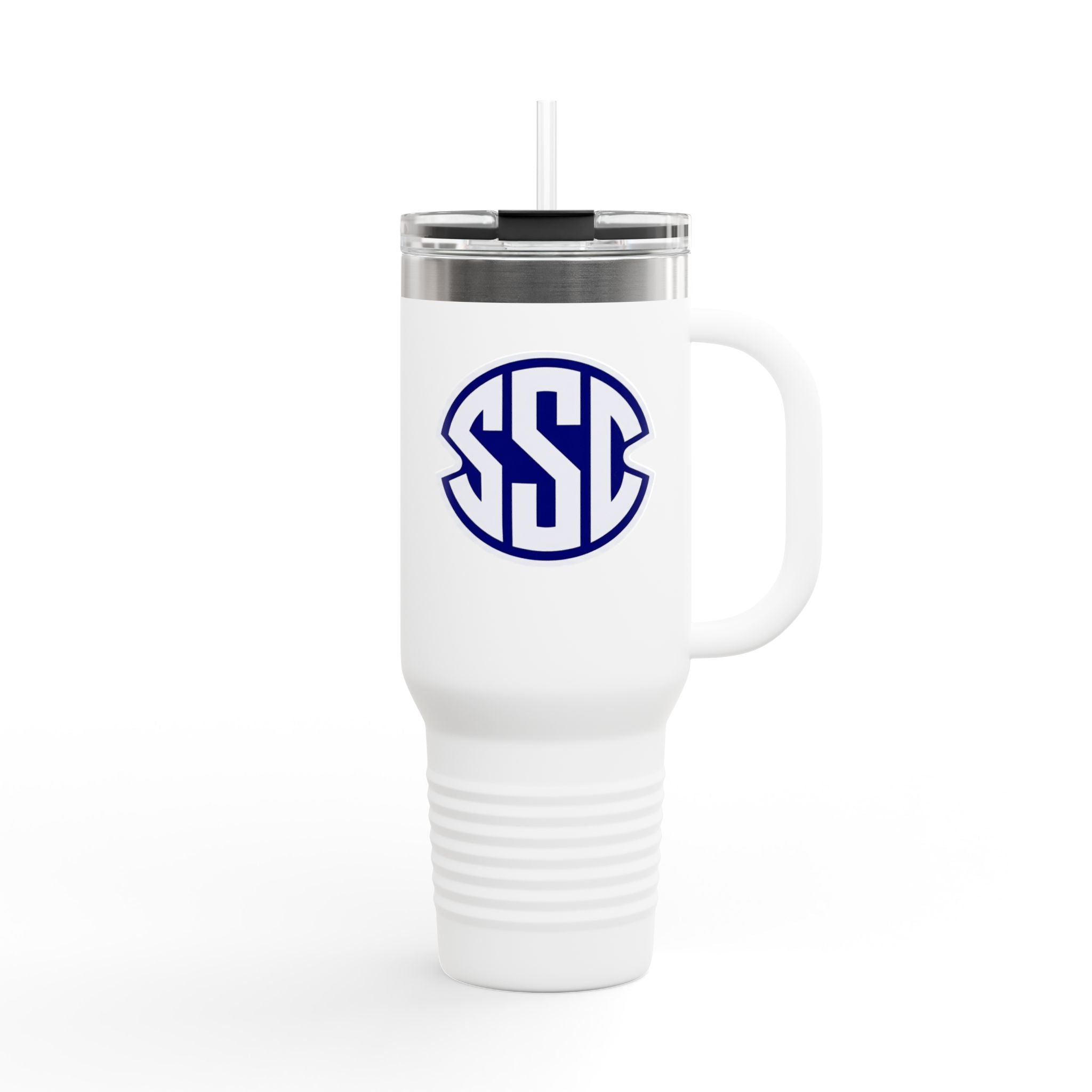 Monogrammed 40oz Insulated Travel Mug — Blue Circle SSC Logo