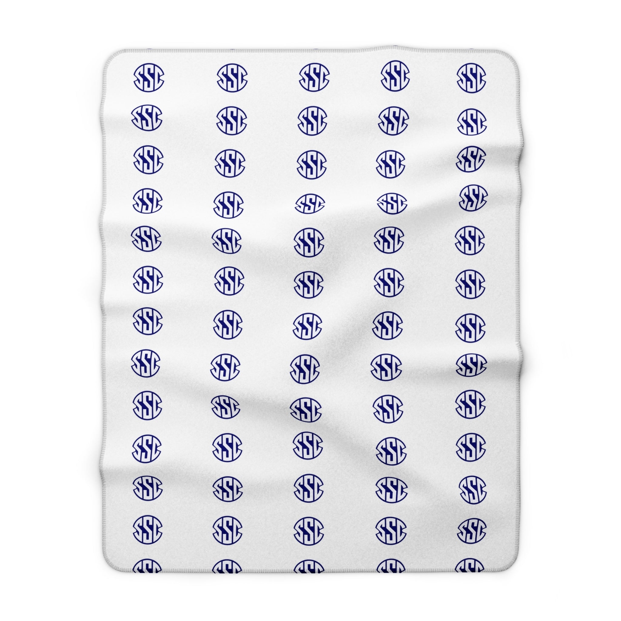Personalized Monogram Sherpa Blanket — Navy Circle Initials Pattern