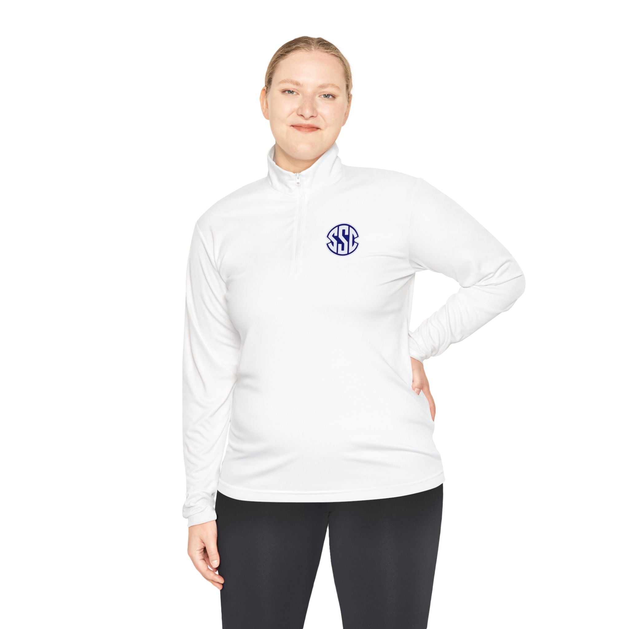 Monogram Quarter-Zip Pullover — Small Circle 'SSC' Chest Logo