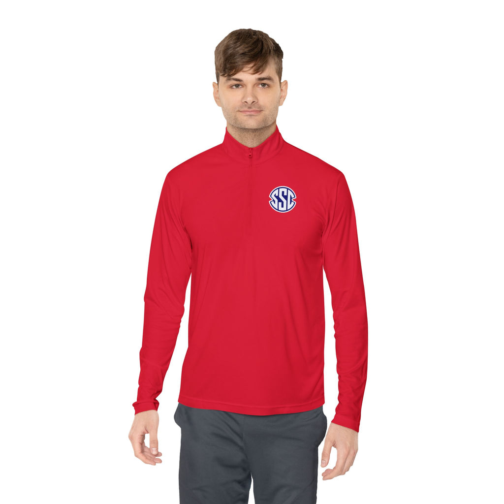 Monogram Quarter-Zip Pullover — Small Circle 'SSC' Chest Logo