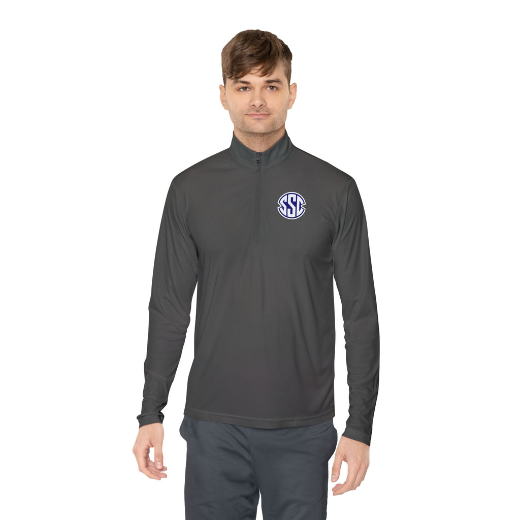Monogram Quarter-Zip Pullover — Small Circle 'SSC' Chest Logo