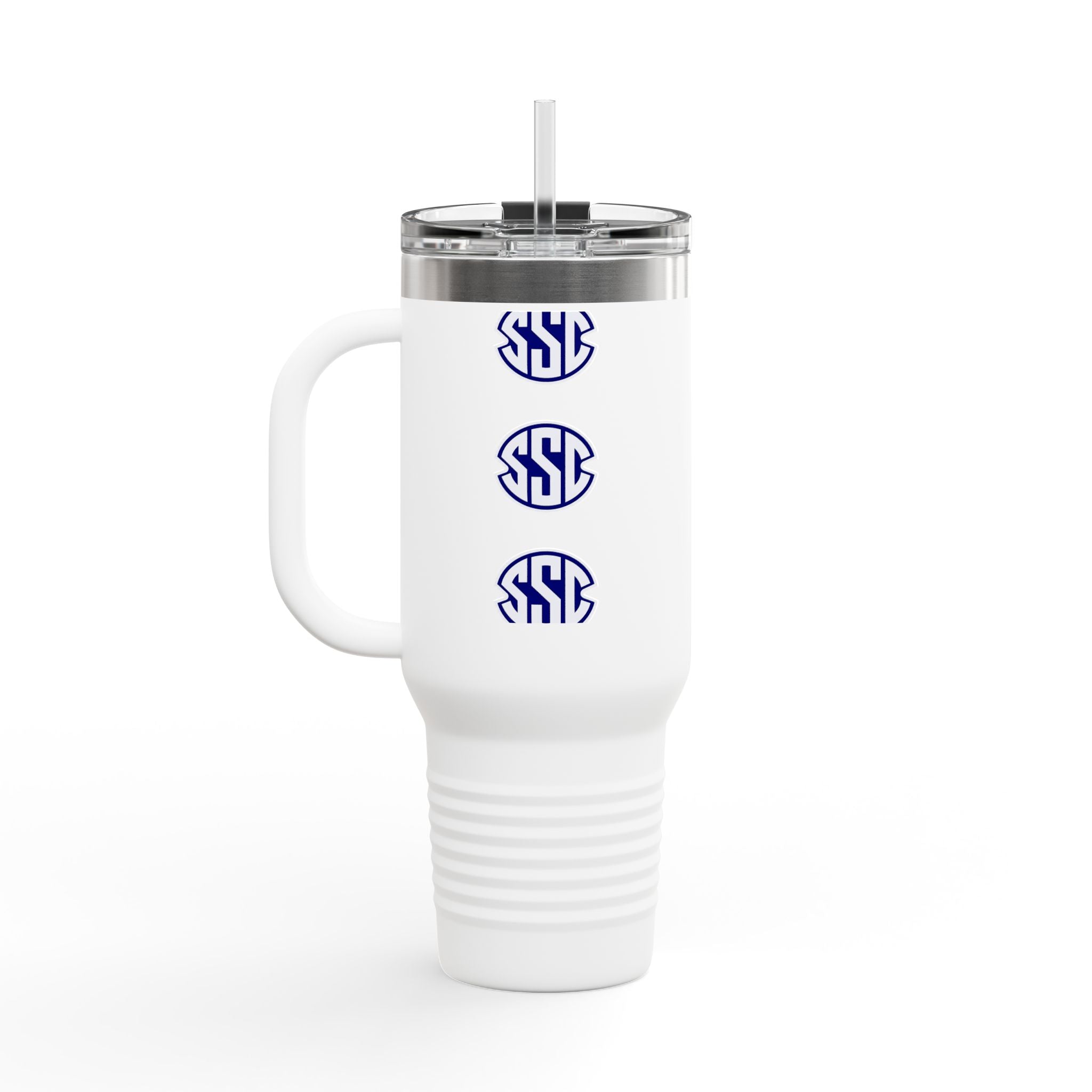 Monogrammed 40oz Insulated Travel Mug — Blue Circle SSC Logo