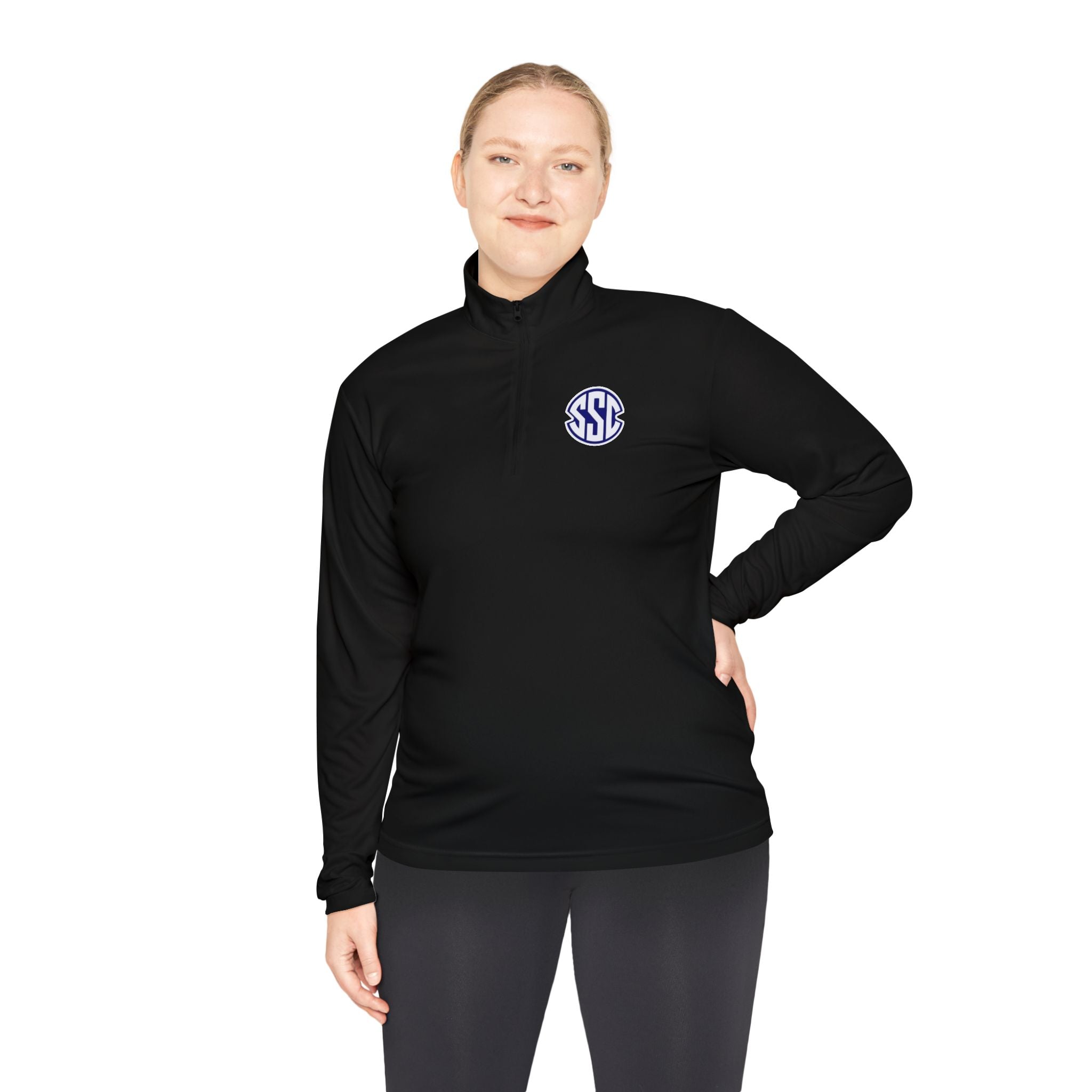 Monogram Quarter-Zip Pullover — Small Circle 'SSC' Chest Logo