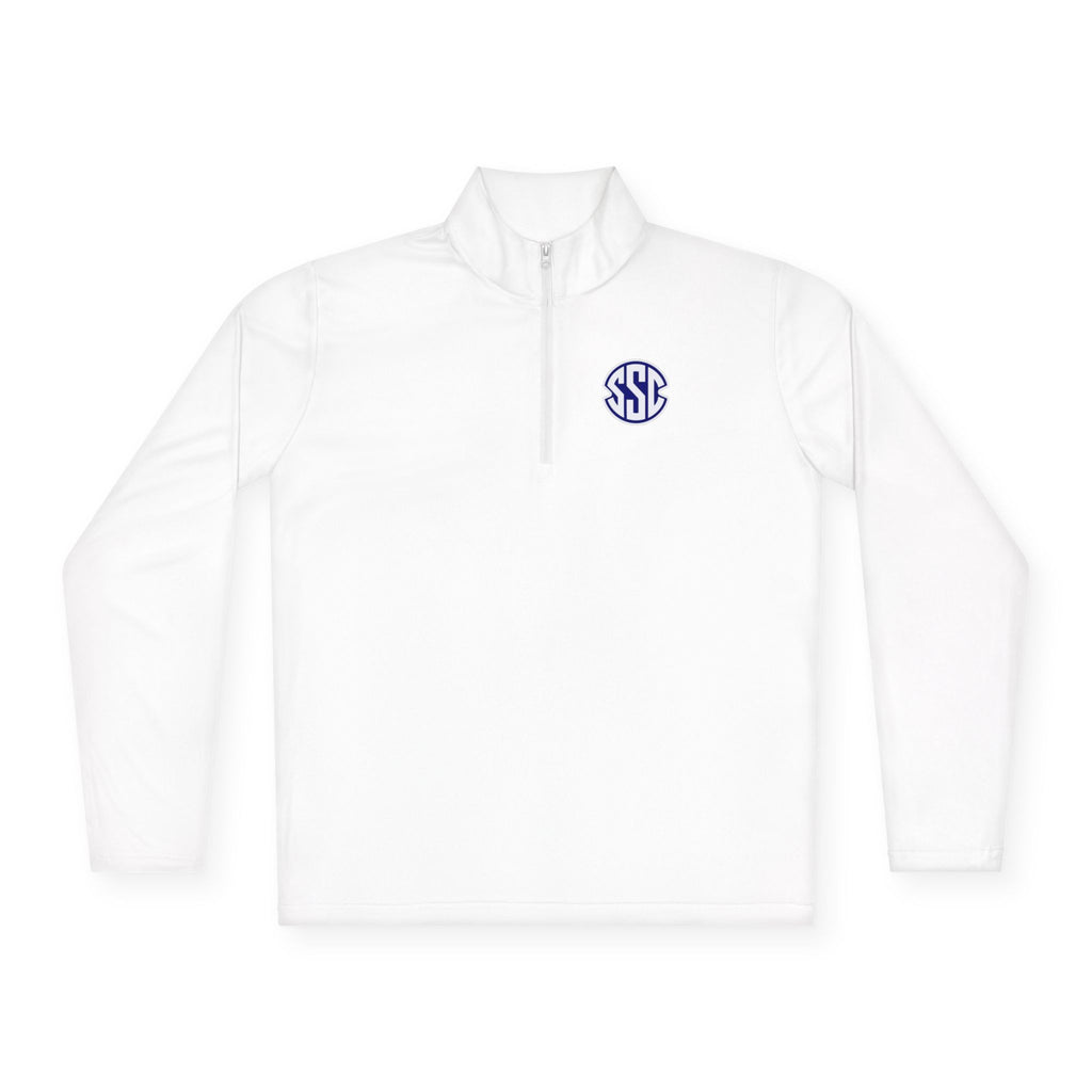 Monogram Quarter-Zip Pullover — Small Circle 'SSC' Chest Logo