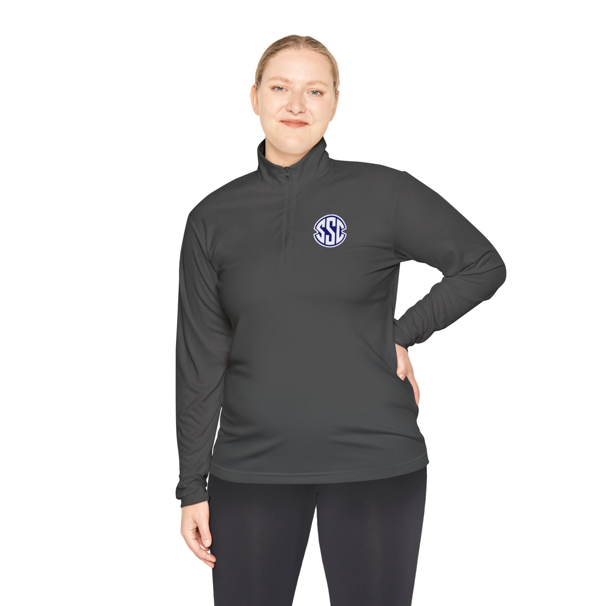Monogram Quarter-Zip Pullover — Small Circle 'SSC' Chest Logo